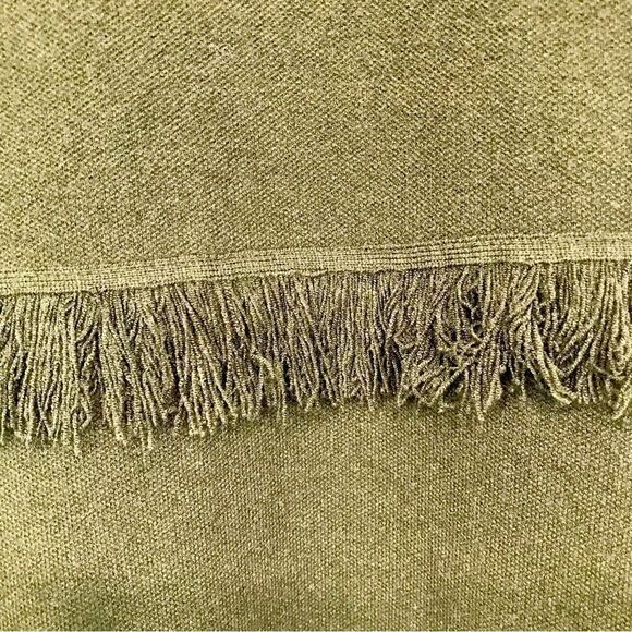 Sisters Olive Green Felted Knit Fringed Open Front Tunic Cardigan Vest - Picture 16 of 16